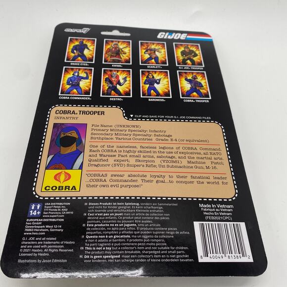 G.I. Joe Cobra Trooper Infantry Reaction Figures Super 7 Hasbro 2021 New Sealed - Picture 3 of 4